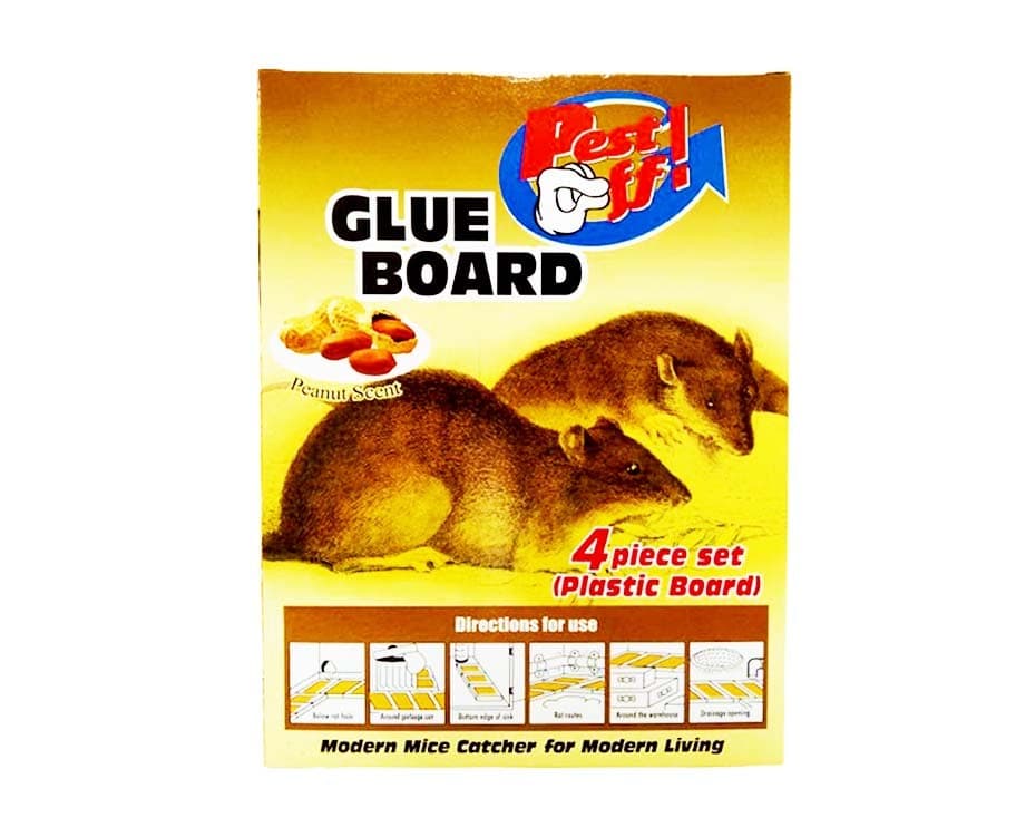 Pest Off! Glue Board Peanut Scent Modern Mice Catcher for Modern Living 4 Piece Set (Plastic Board)