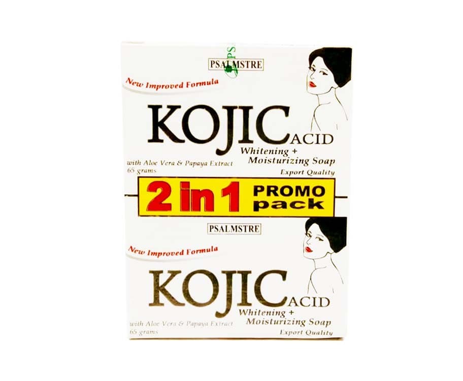 Psalmstre Kojic Acid Whitening + Moisturizing Soap with Aloe Vera & Papaya Extract (2 Packs x 65g)