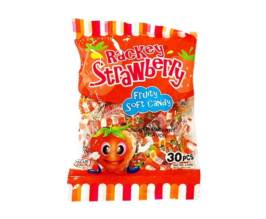 Rackey Strawberry Fruity Soft Candy Strawberry Flavor Value Pack 30 Pieces 150g