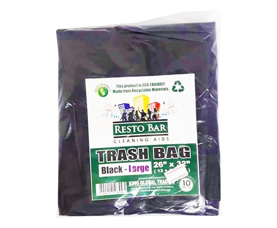 Resto Bar Trash Bag Black - Large 26" x 32" (13" x 13" x 32") 10 Pieces