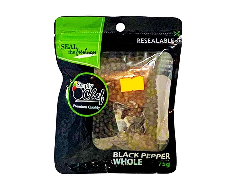 Simply Chef Black Pepper Whole Resealable 75g