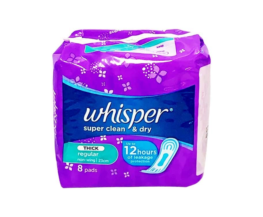 Whisper Super Clean & Dry Thick Regular Non-Wing 23cm 8 Pads