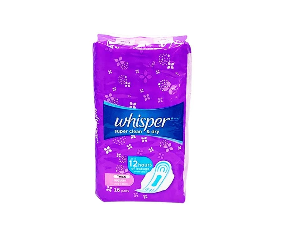 Whisper Super Clean & Dry Thick Regular Wing 23cm 16 Pads
