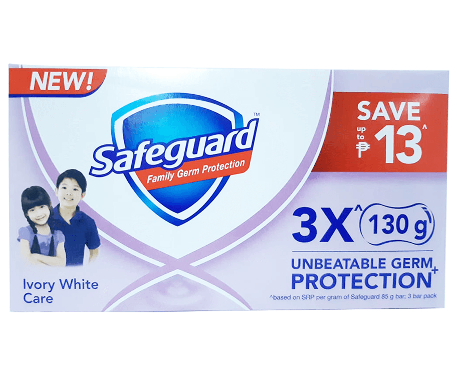 Safeguard Family Germ Protection Ivory White Care (3 Packs x 130g)