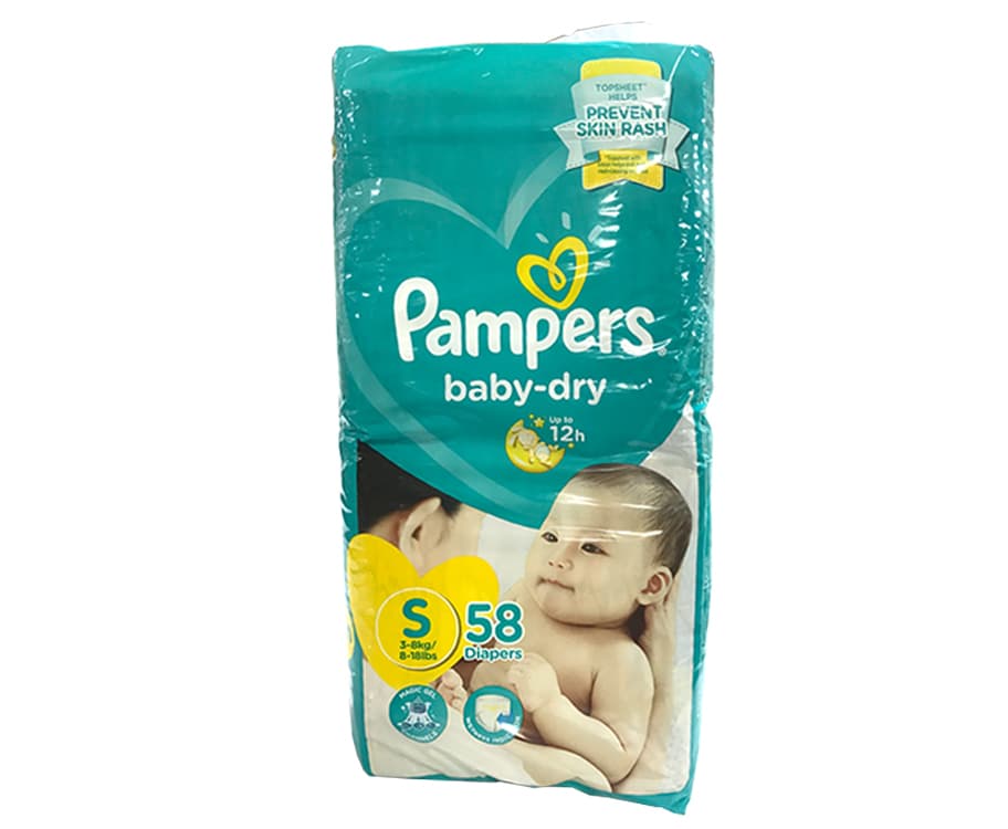 Pampers Baby-Dry S 3-8 kg/ 8-18 lbs 58 Diapers