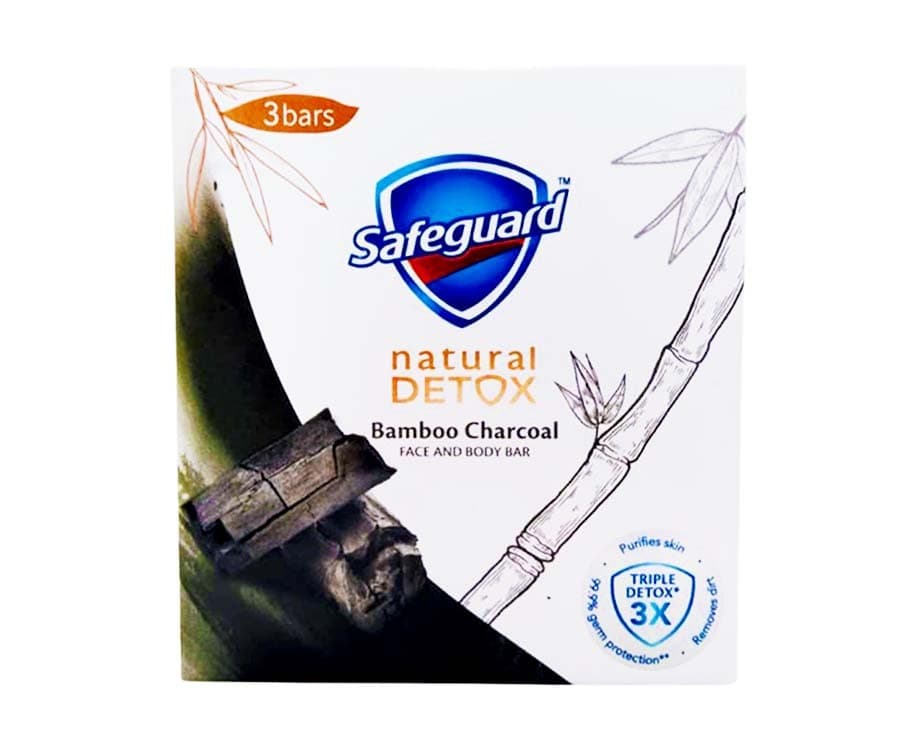 Safeguard Natural Detox Bamboo Charcoal Face & Body Bar (3 Packs x 108g)