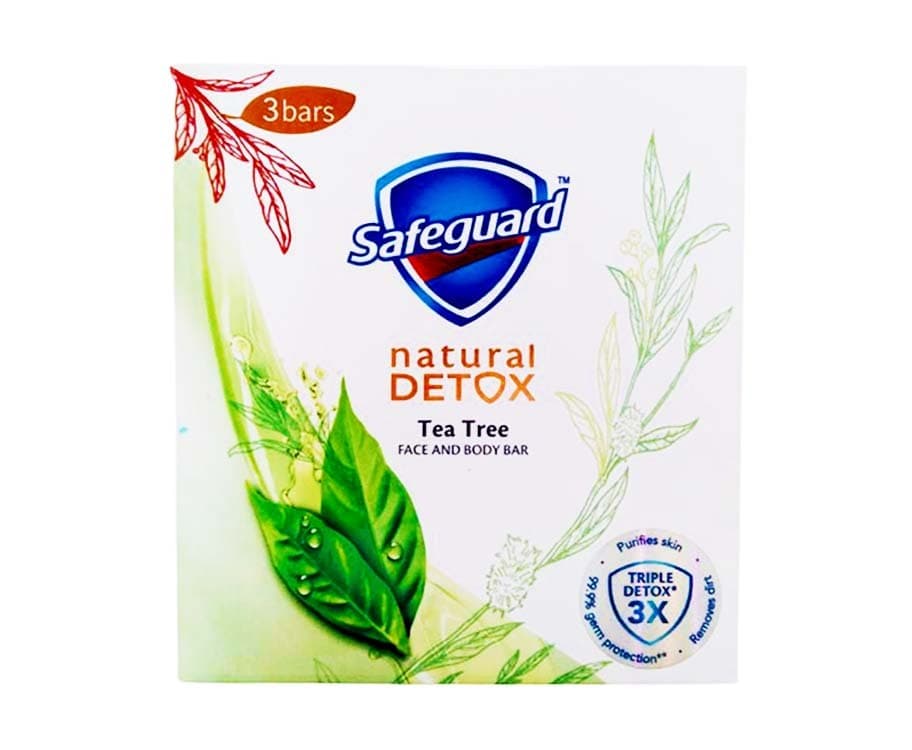 Safeguard Natural Detox Tea Tree Face & Body Bar (3 Packs x 108g)