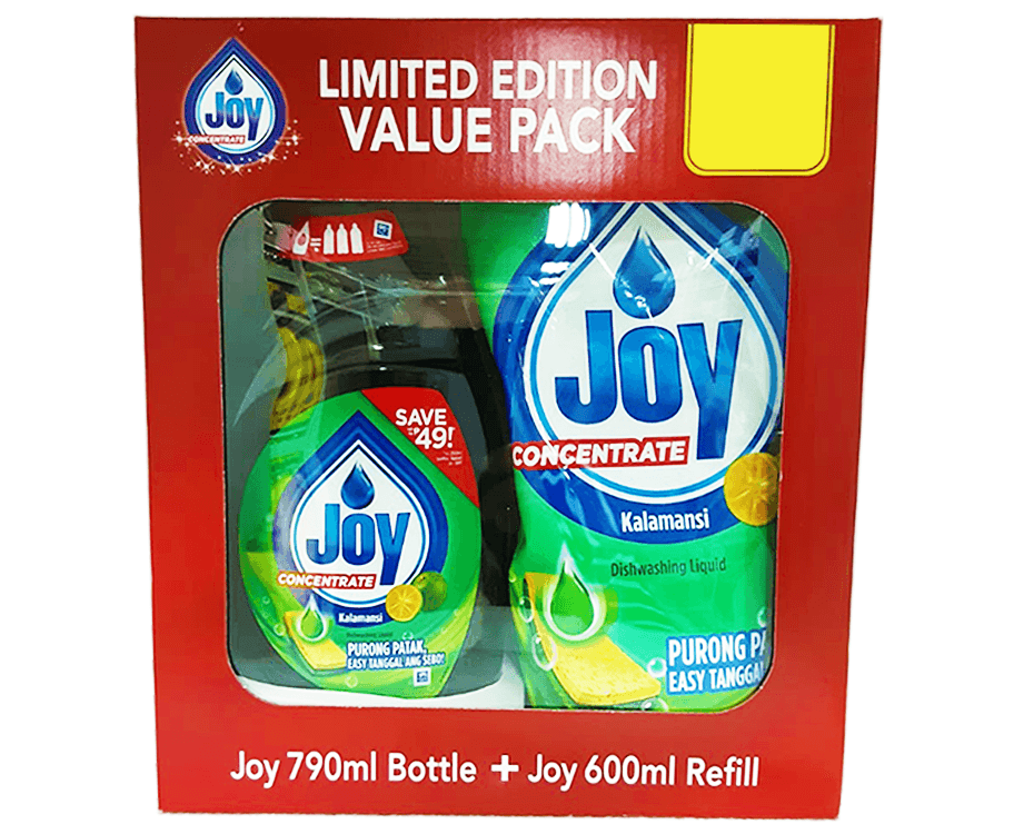 Joy Concentrate Dishwashing Liquid Kalamansi 790mL + Joy Concentrate Dishwashing Liquid Kalamansi Refill 600mL