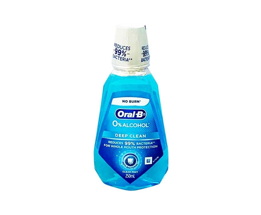 Oral-B No Burn 0% Alcohol Deep Clean Anti-Bacterial Clean Mint Mouthwash 250mL
