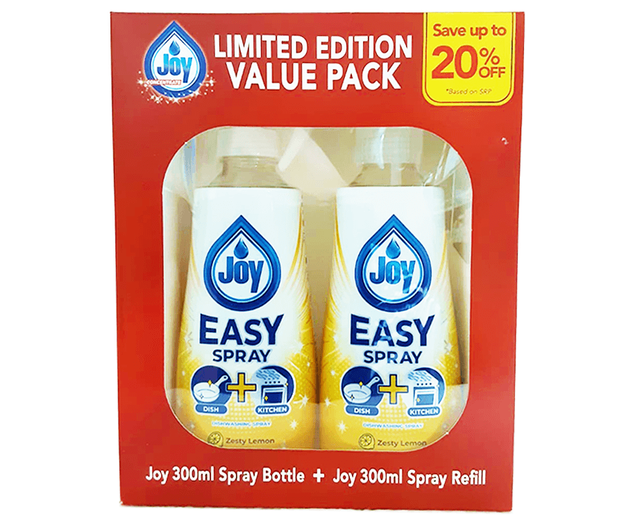 Joy Concentrate 300mL Dishwashing Spray Bottle Zesty Lemon + Joy 300mL Spray Refill Limited Edition Value Pack
