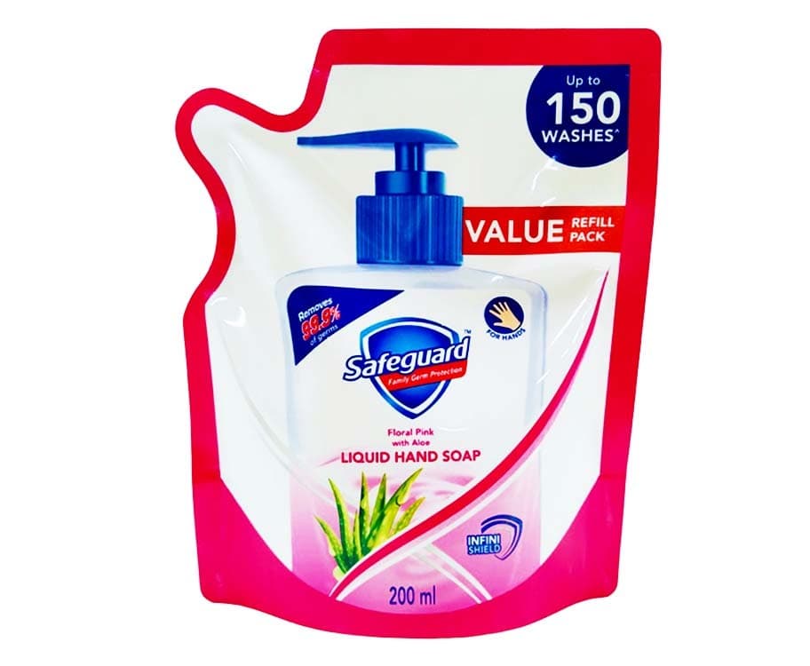 Safeguard Family Germ Protection Floral Pink with Aloe Liquid Hand Soap Value Refill Pack 200mL
