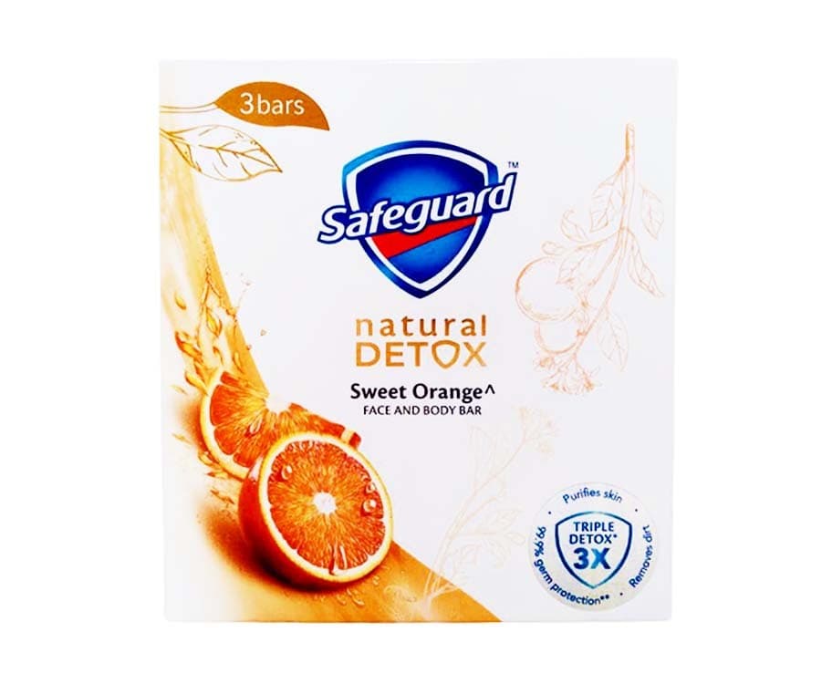Safeguard Natural Detox Sweet Orange Face & Body Bar (3 Packs x 108g)