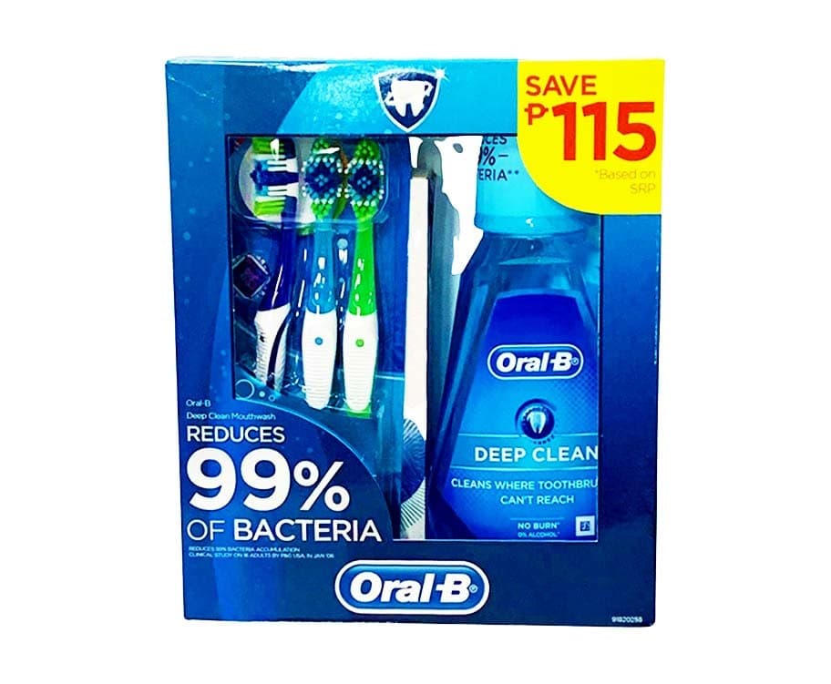Oral-B Hygiene Kit Family Pack (Oral-B Deep Clean Mouthwash + Toothbrush)