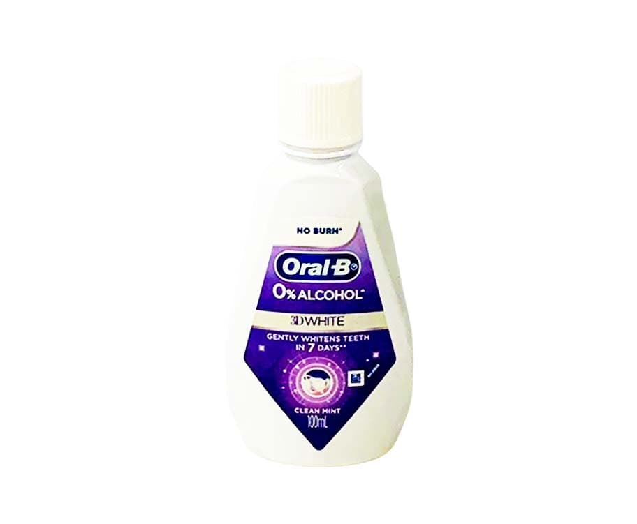 Oral-B No Burn 0% Alcohol 3D White Clean Mint Mouthwash 100mL