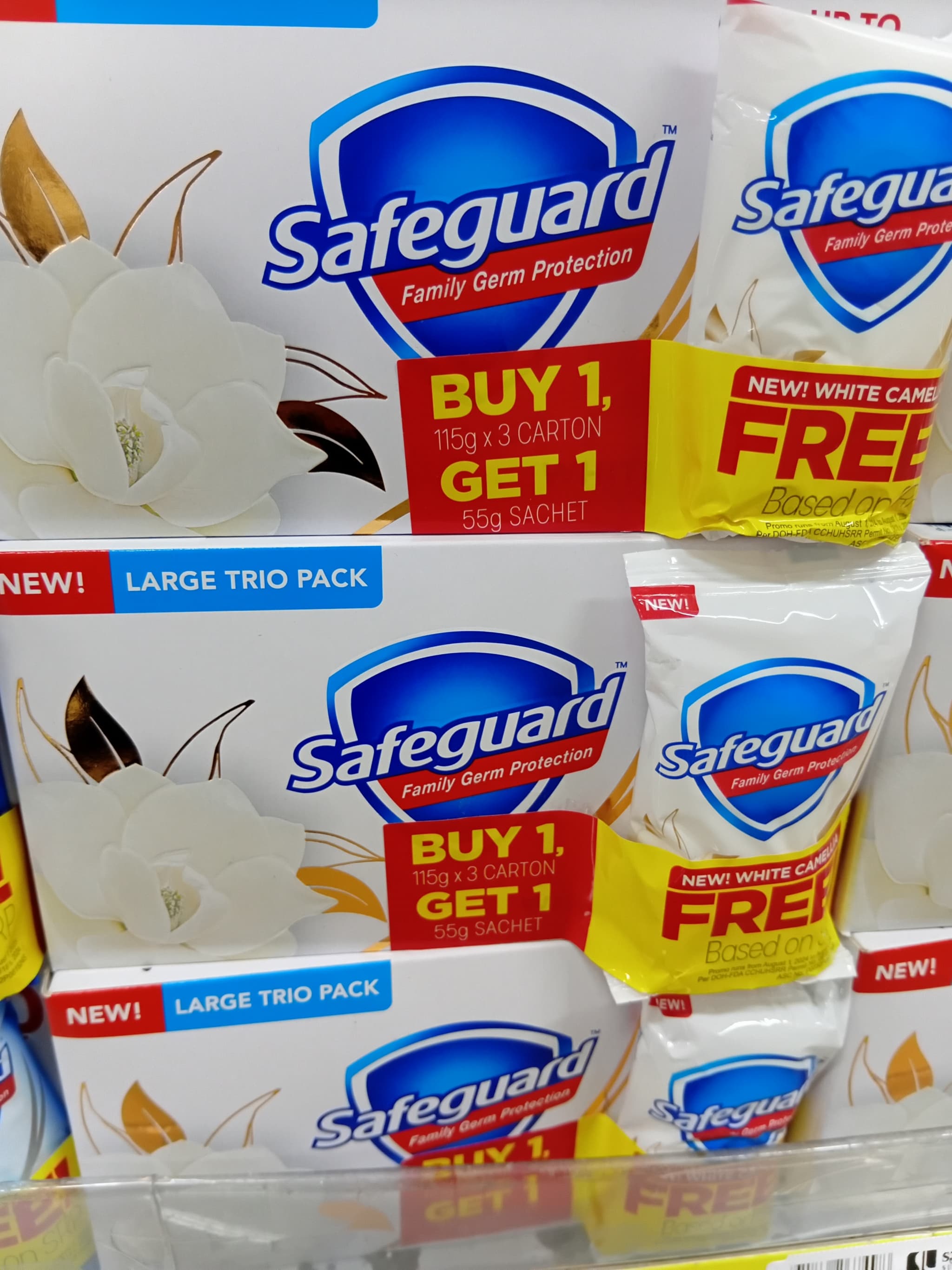 Safeguard White Camellia (3 Packs x 115g) + Safeguard 55g
