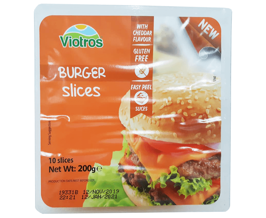 Viotros Burger Slices with Cheddar Flavor (10 Slices x 20g)