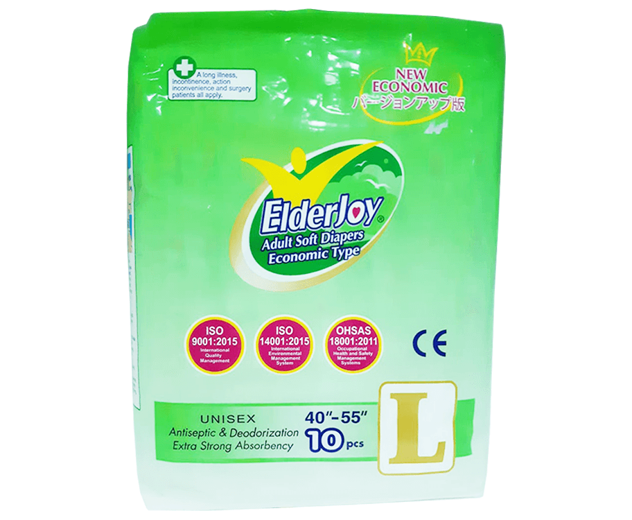 Elder Joy Adult Soft Diapers Economic Type Unisex Large 40"-55" 10 Pieces
