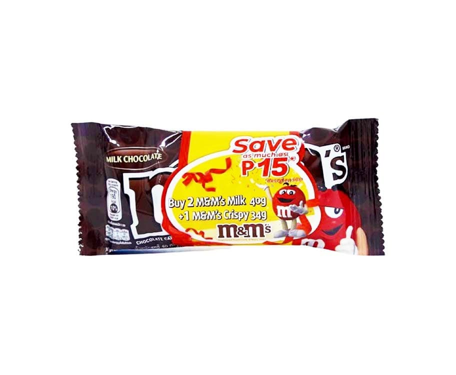 M&M's Milk Chocolate (2 Packs x 40g) + M&M's Crispy Chocolate 34g