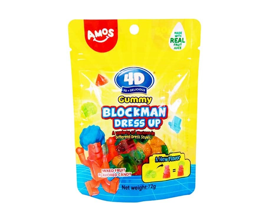 Amos 4D Gummy Blockman Dress Up Mixed Fruit Flavored Candy 72g
