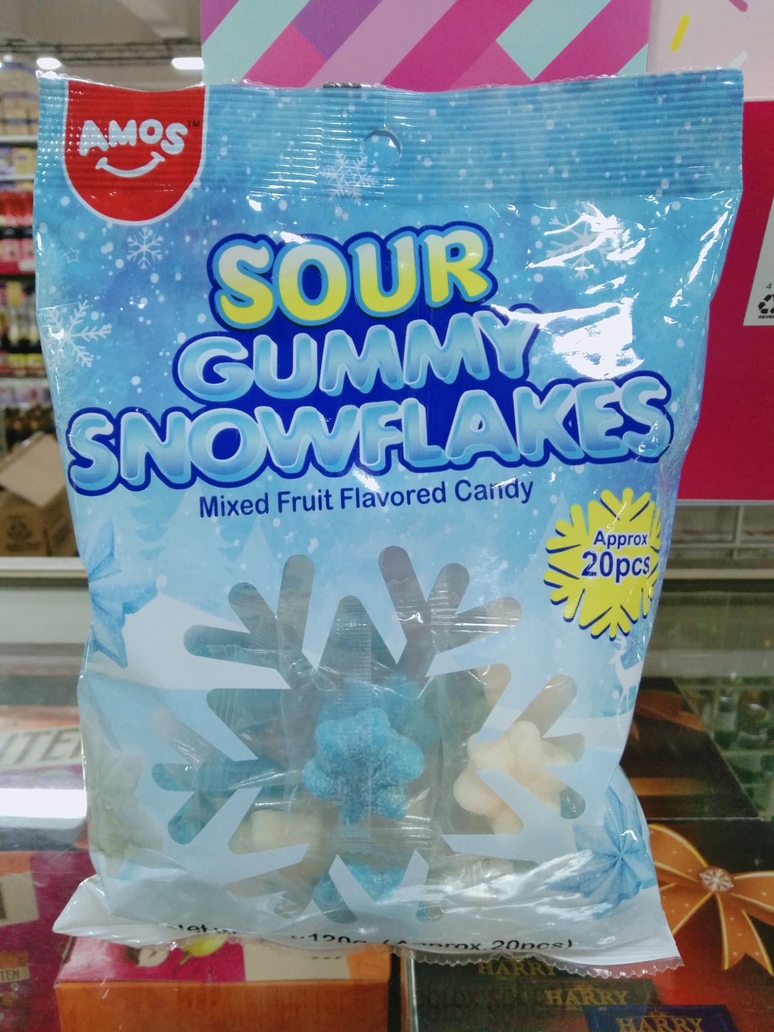 Amos Sour Gummy Snowflakes Mixed Fruit Flavored Candy 120g