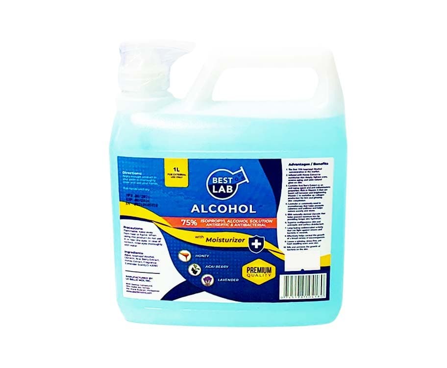 Best Lab 75% Isopropyl Alcohol Solution Antiseptic & Antibacterial with Moisturizer 1L