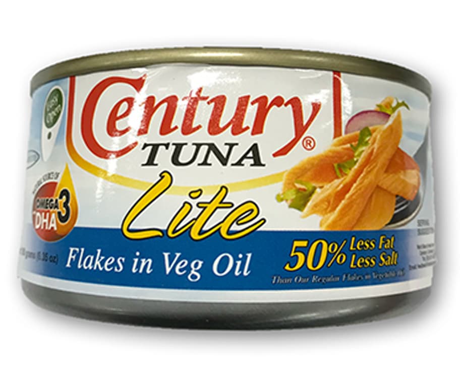 Century Tuna Lite 50% Less Fat, Less Salt Flakes in Veg Oil 180g