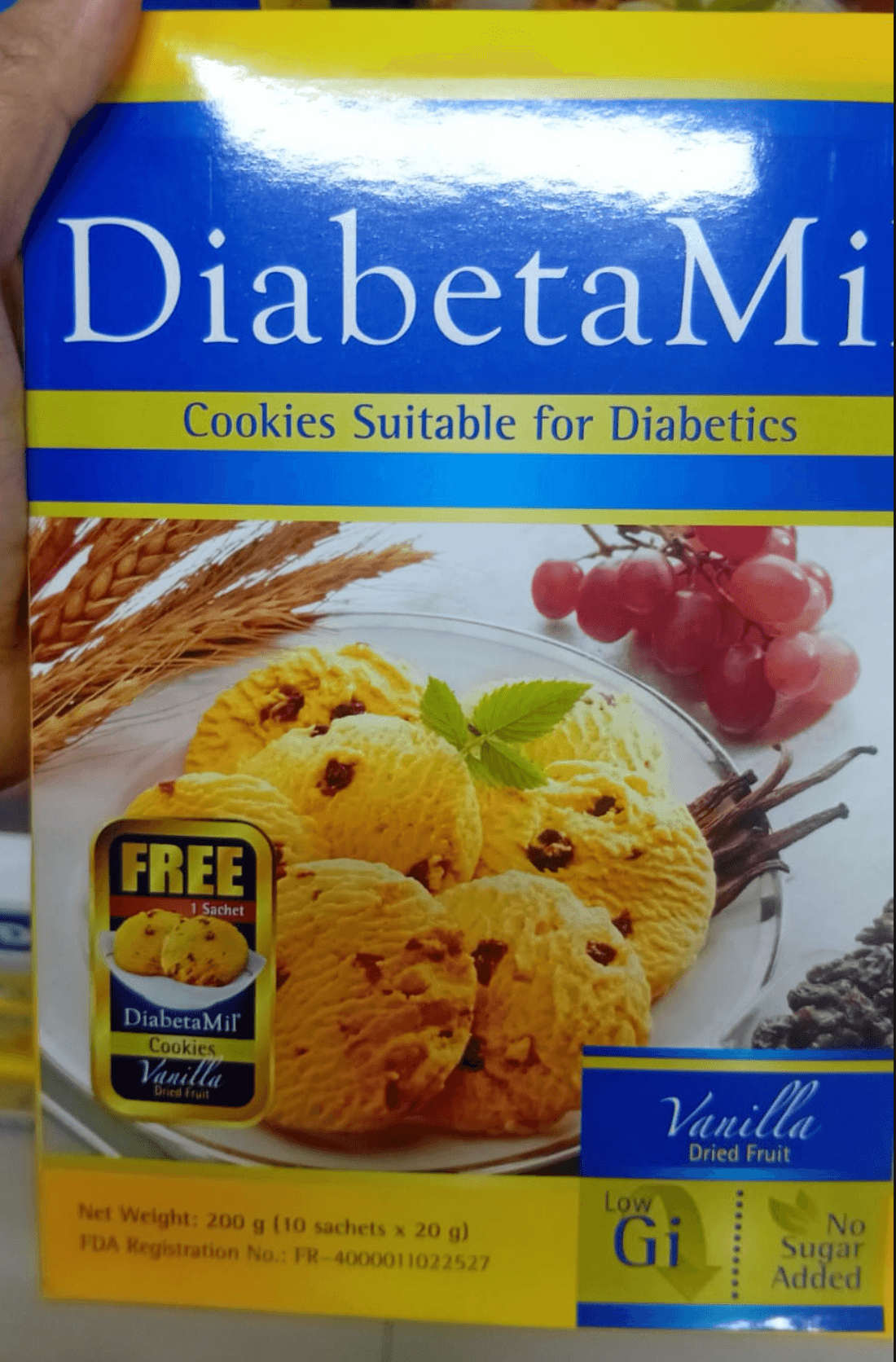 DiabetaMil Cookies Suitable for Diabetics Vanilla Dried Fruit 200g