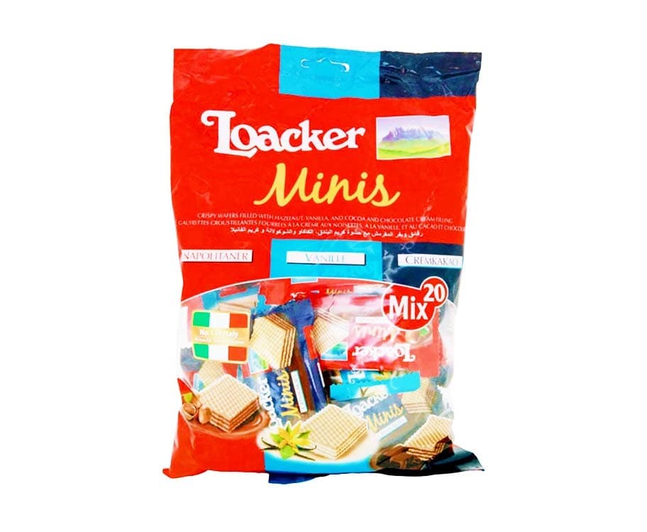 Loacker Minis Napolitaner + Vanille + Cremkakao Mix (20 Packs x 10g)