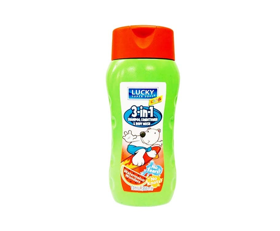 Lucky Super Soft Kids 3-in-1 Shampoo, Conditioner & Body Wash Watermelon Wonders Scent 355mL