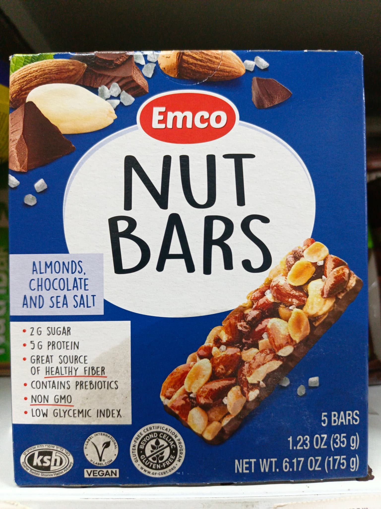 Emco Nut Bars Almond Chocolate and Sea salt 5bars 175g