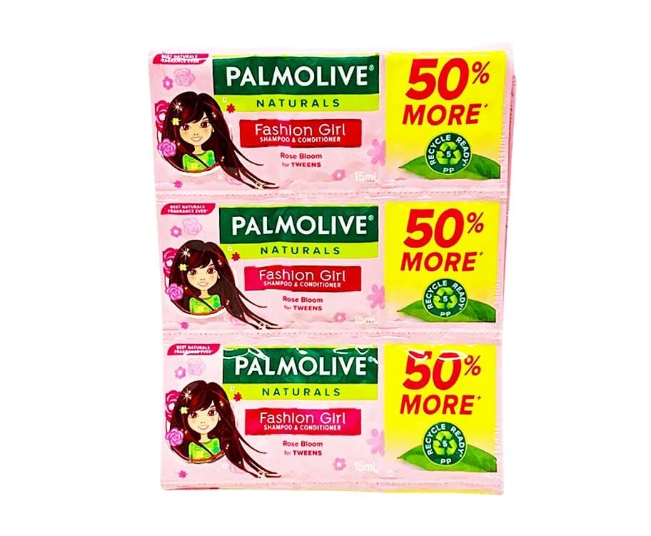 Palmolive Naturals Fashion Girl Shampoo & Conditioner Rose Bloom for Tweens (6 Sachets x 15mL)