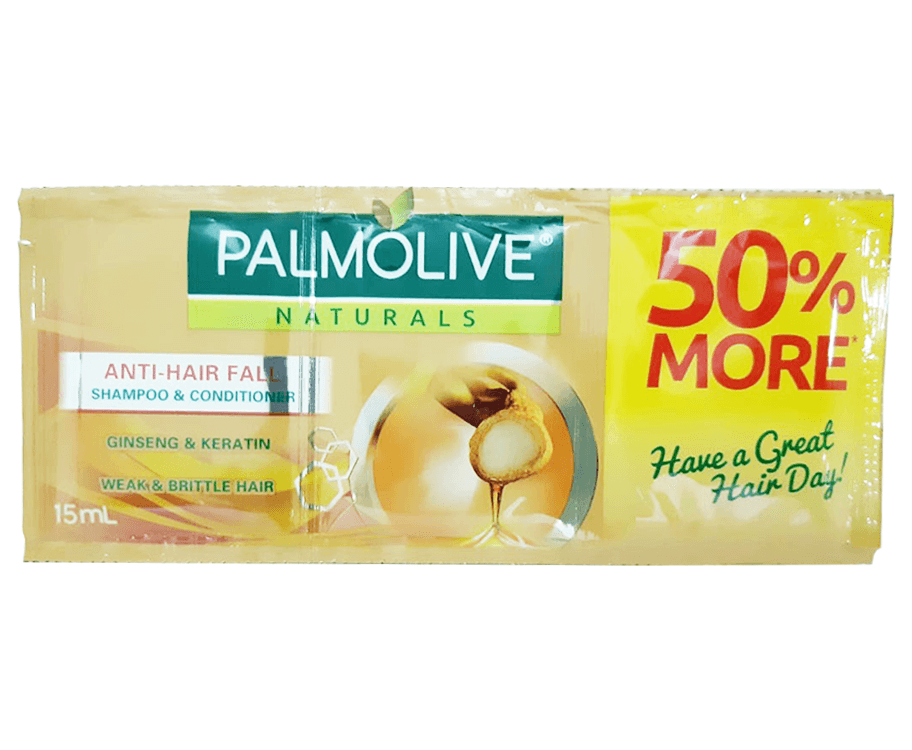 Palmolive Naturals Anti-Hair Fall Shampoo & Conditioner Ginseng & Keratin (6 Packs x 15mL)