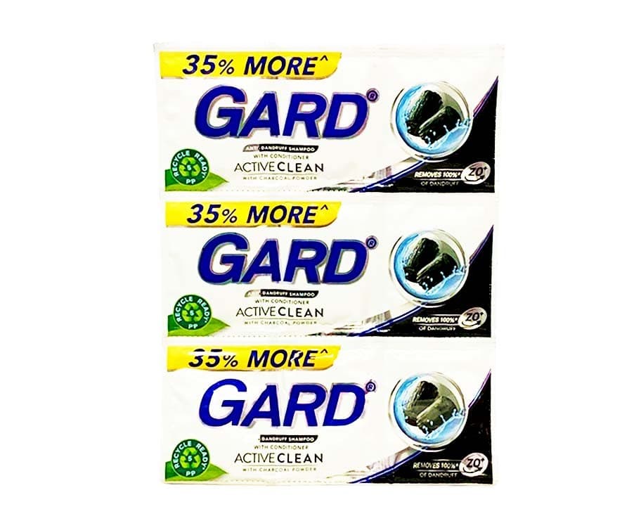 Gard Anti-Dandruff Shampoo with Conditioner Active Clean with Charcoal Powder (6 Packs x 13.5mL)