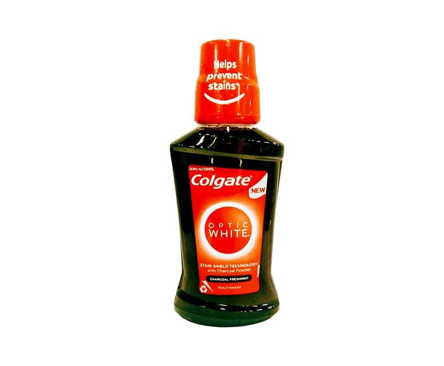 Colgate Optic White Stain Shield Technology with Charcoal Powder Charcoal Freshmint Mouthwash 250mL