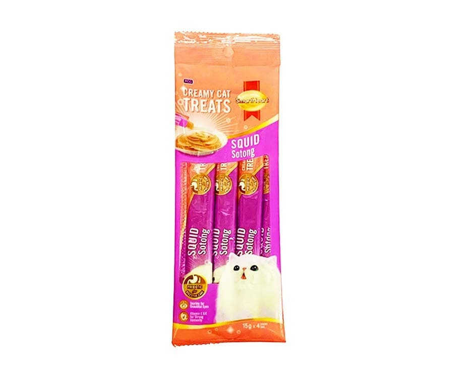 SmartHeart Creamy Cat Treats Squid (4 Packs x 15g) 60g