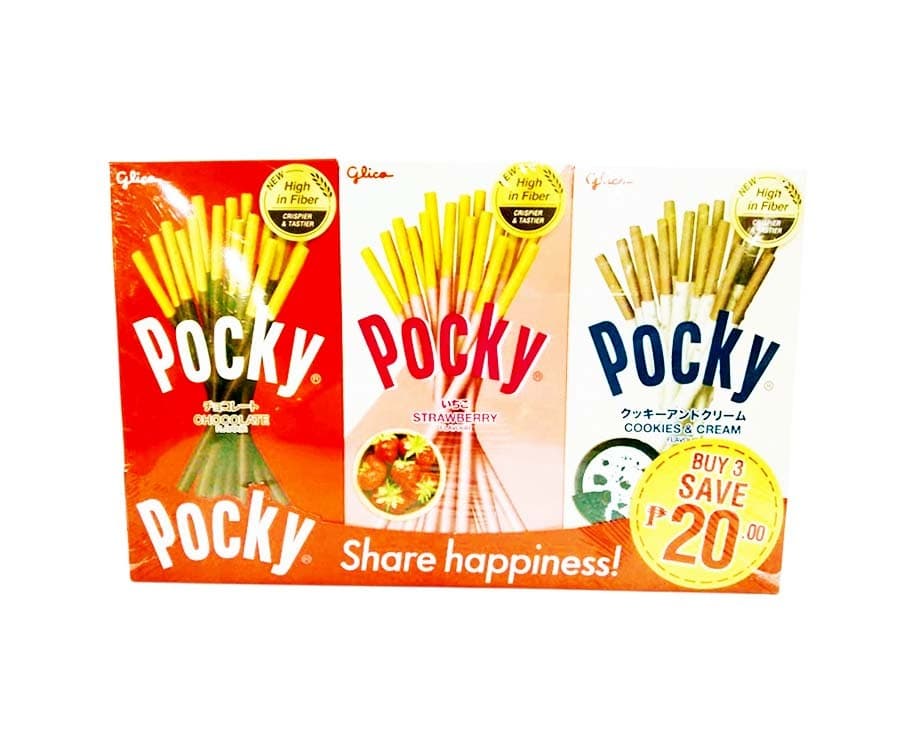 Glico Pocky (Chocolate Flavor, Strawberry Flavor and Cookies & Cream Flavor)