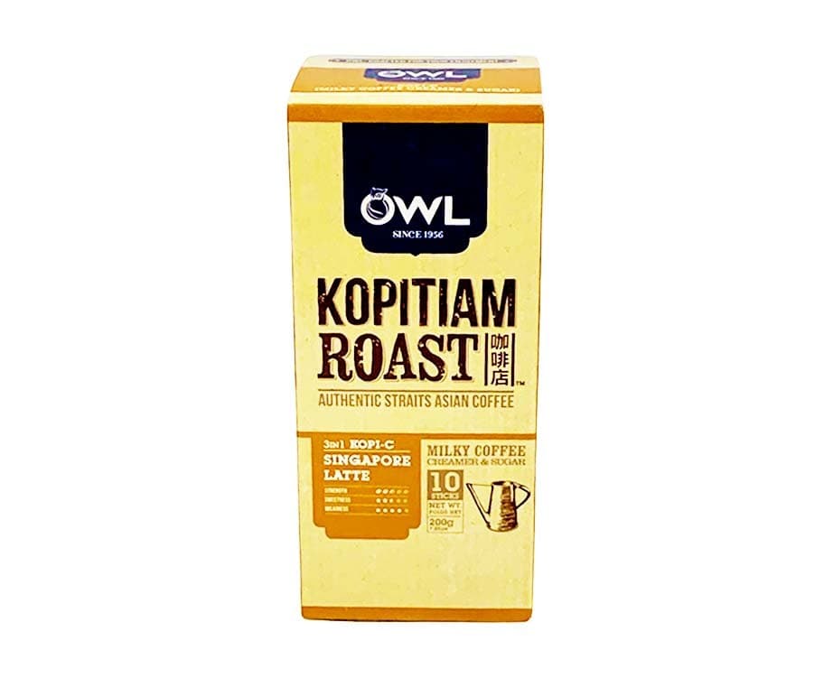 OWL Kopitiam Roast Authentic Straits Asian Coffee 3-in-1 Kopi-C Singapore Latte 10 Sticks 200g