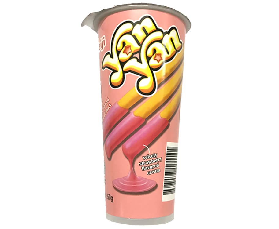 Meiji Yan Yan Creamy Strawberry Flavoured Dip Biscuit Snack 50g