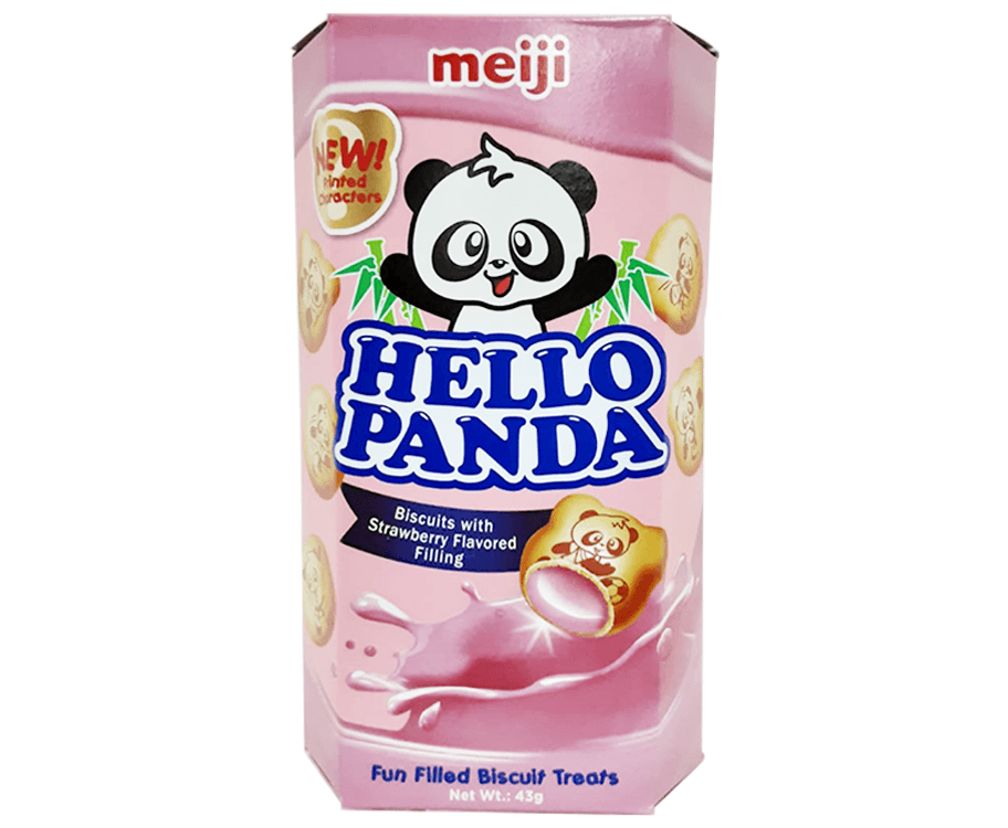 Meiji Hello Panda Biscuits with Strawberry Flavored Filling 43g