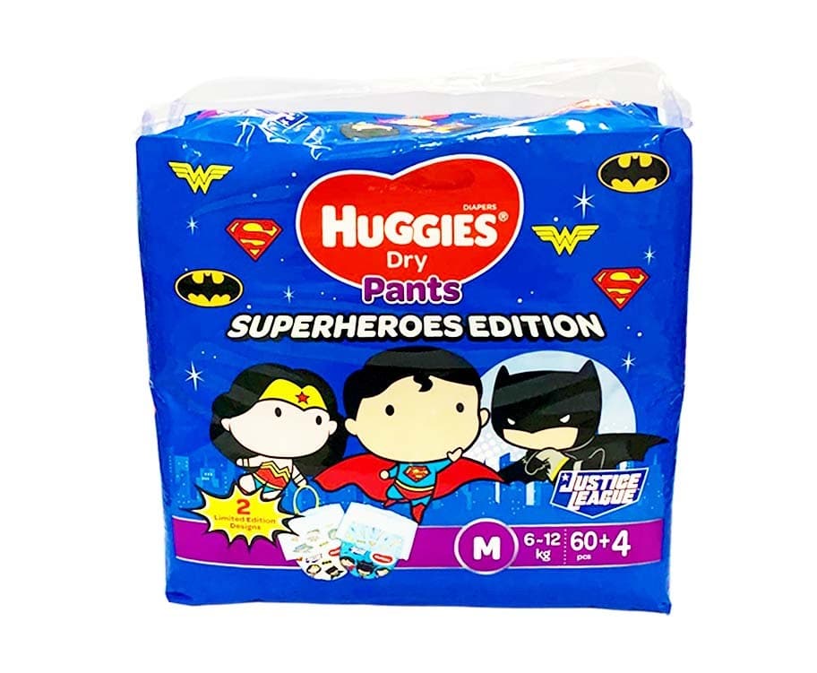 Huggies Dry Pants Superheroes Edition Justice League Medium 6-12kg 60+4 Pads