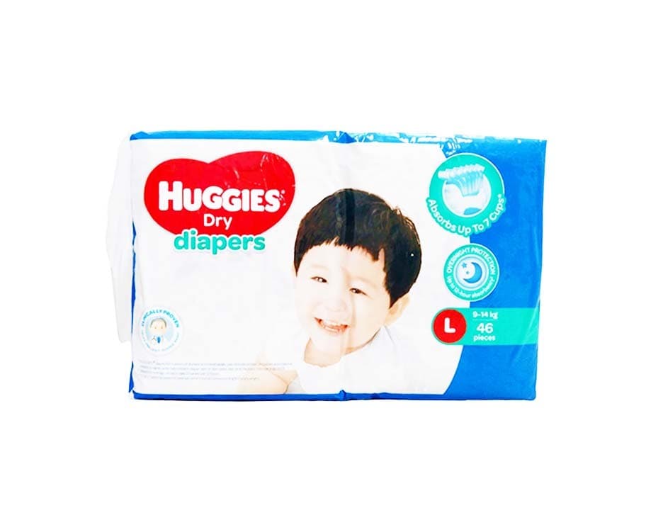 Huggies Dry Diapers Large 9-14kg 46 Pieces