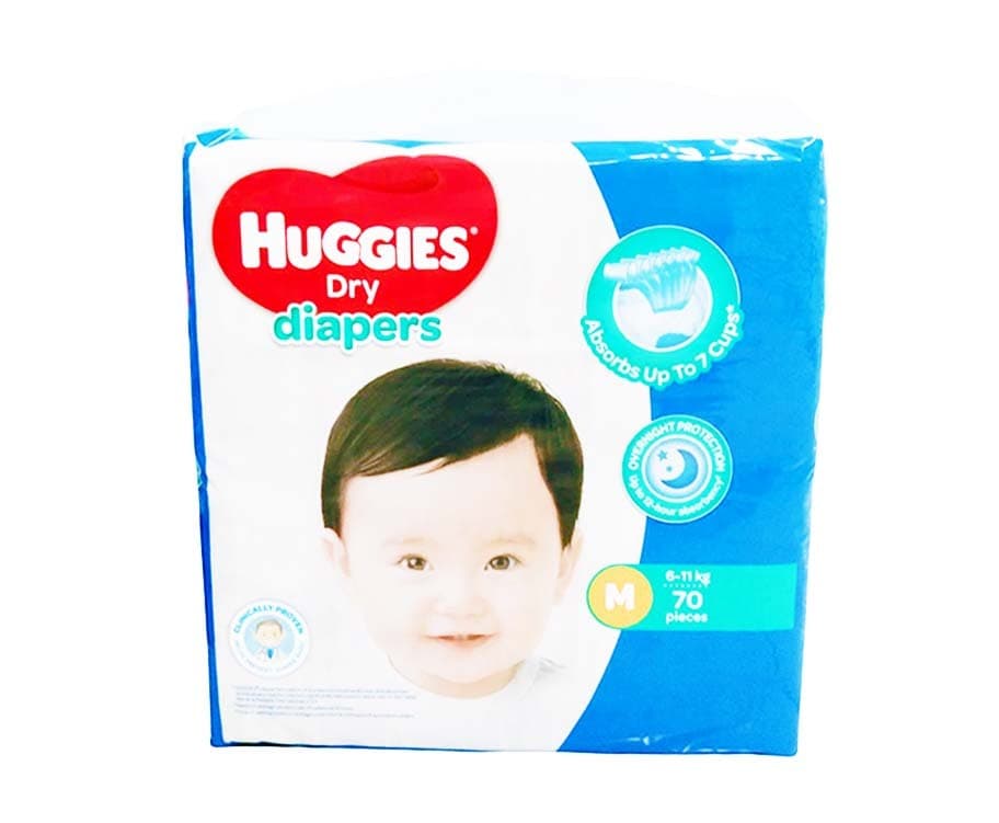 Huggies Dry Diapers Medium 6-11kg 70 Pieces