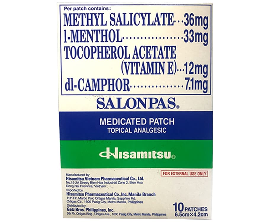 Hisamitsu Salonpas 10 Patches 6.5cm x 4.2cm (10 Patches x 1 Pack)