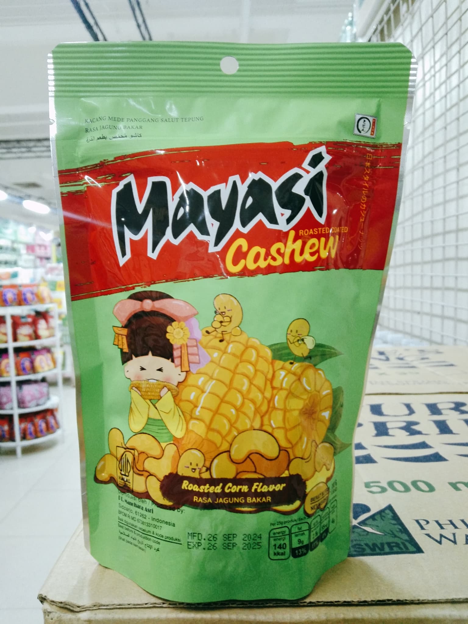 Mayasi Roasted Coated Cashew Roasted Corn Flavor 100g
