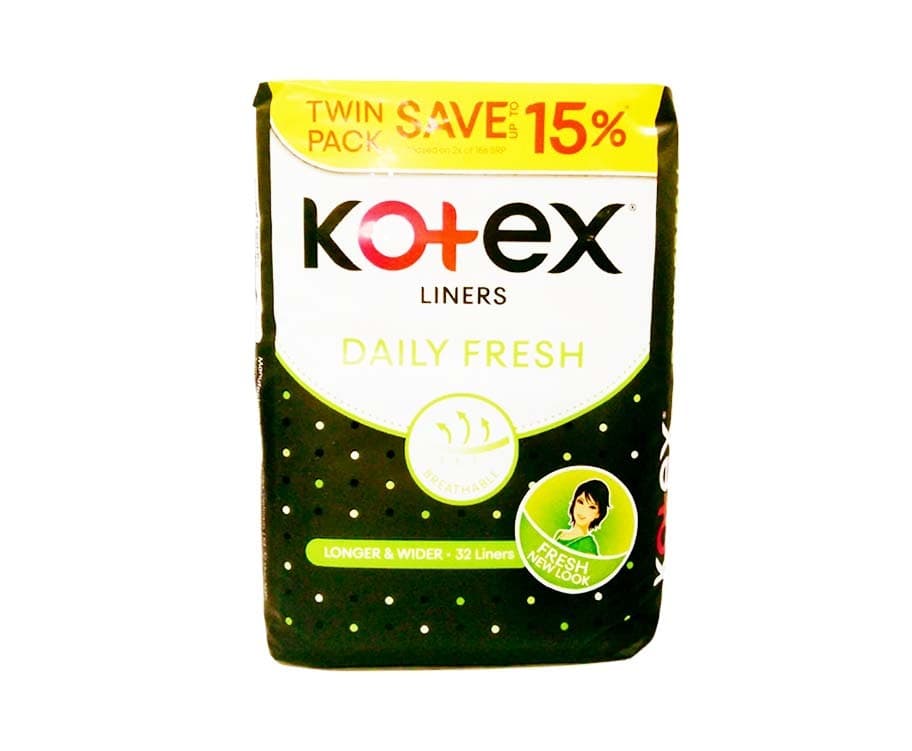 Kotex Liners Daily Fresh Breathable Longer & Wider 32 Liners