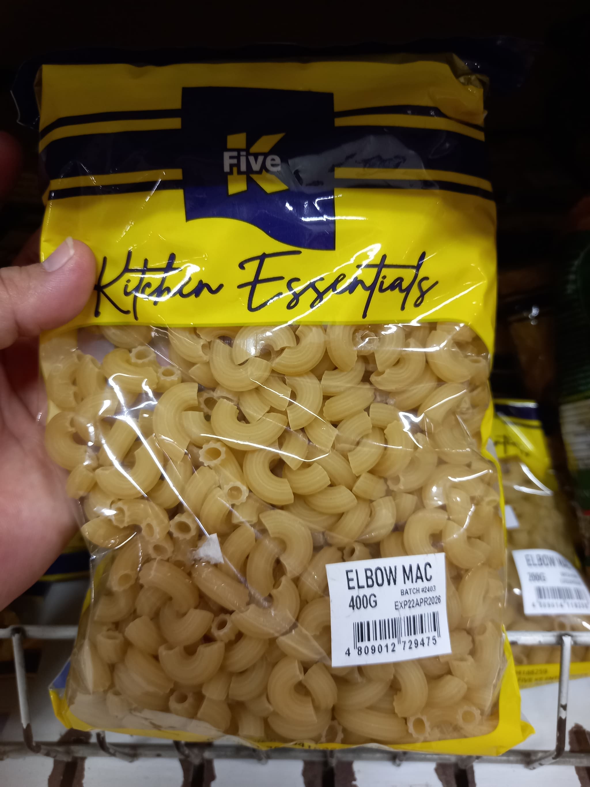 K five Kitchen essensials elbow macaroni 400g