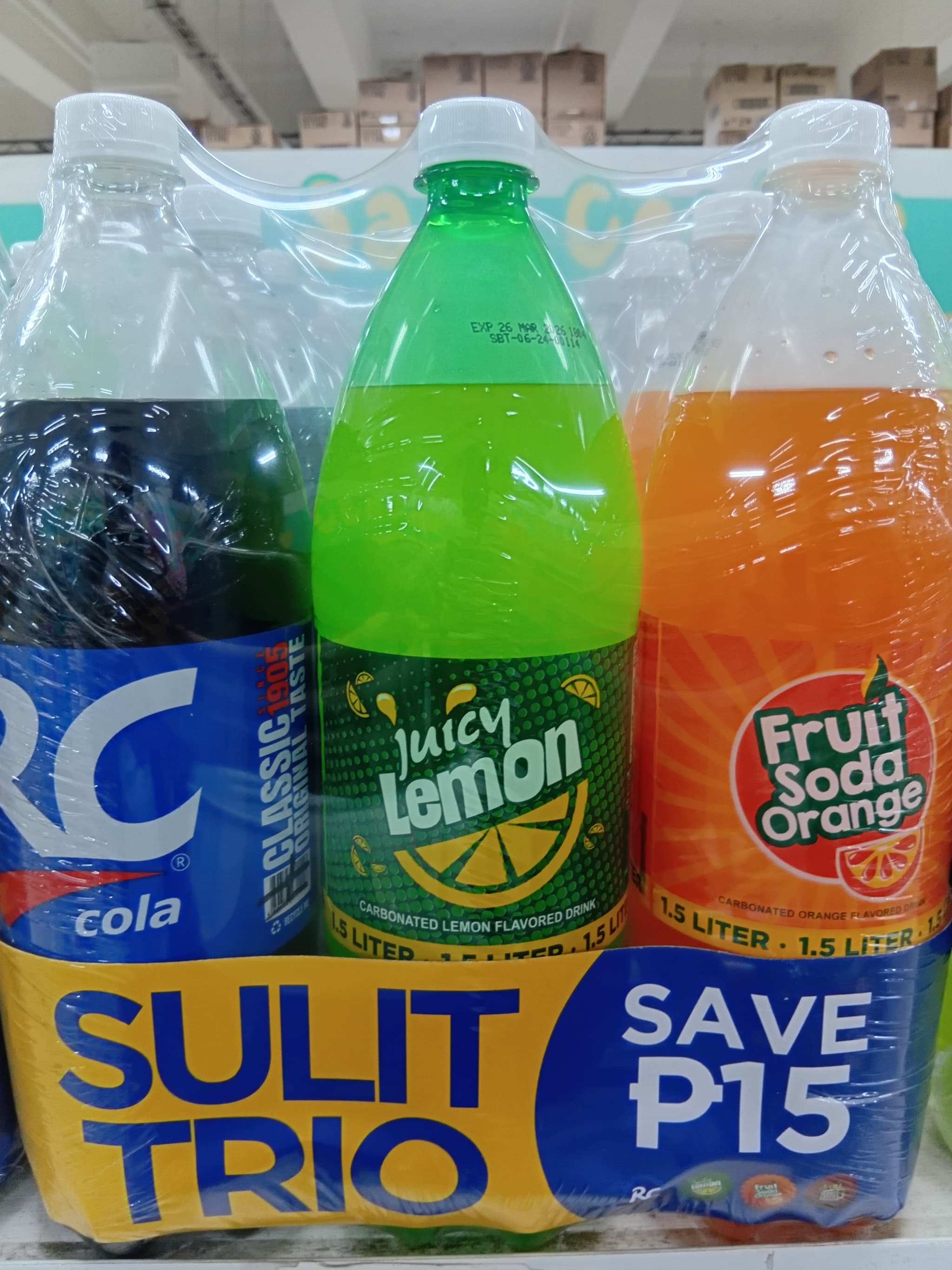 Sulit Trio Rc+JuicyLemon+FruitsodaOrange 1.5Liter x 3s