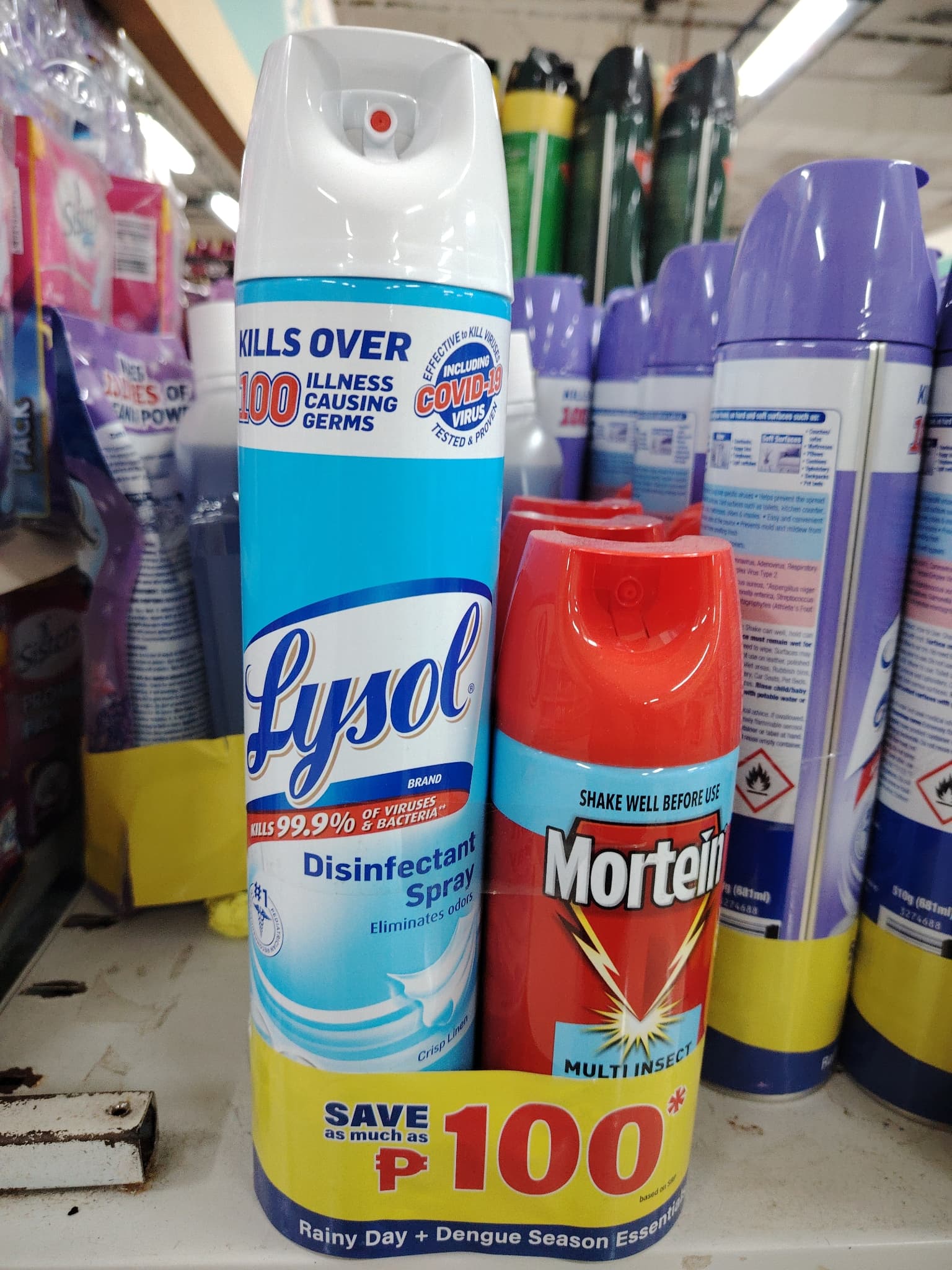 Lysol Crisp Linen 510g+ Mortein odorguard 250ml