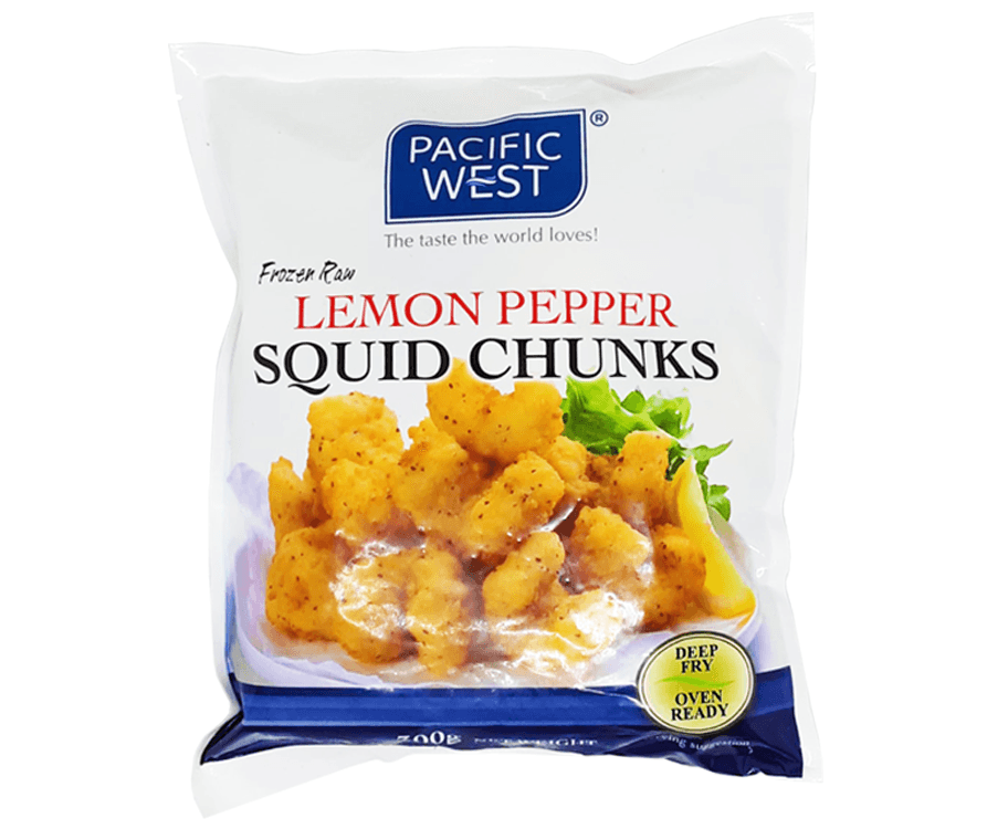 Pacific West Frozen Raw Lemon Pepper Squid Chunks 300g