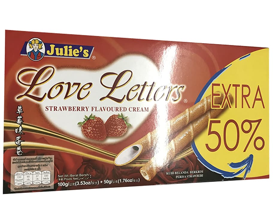 Julie's Love Letters Strawberry Flavoured Cream 100g + 50g